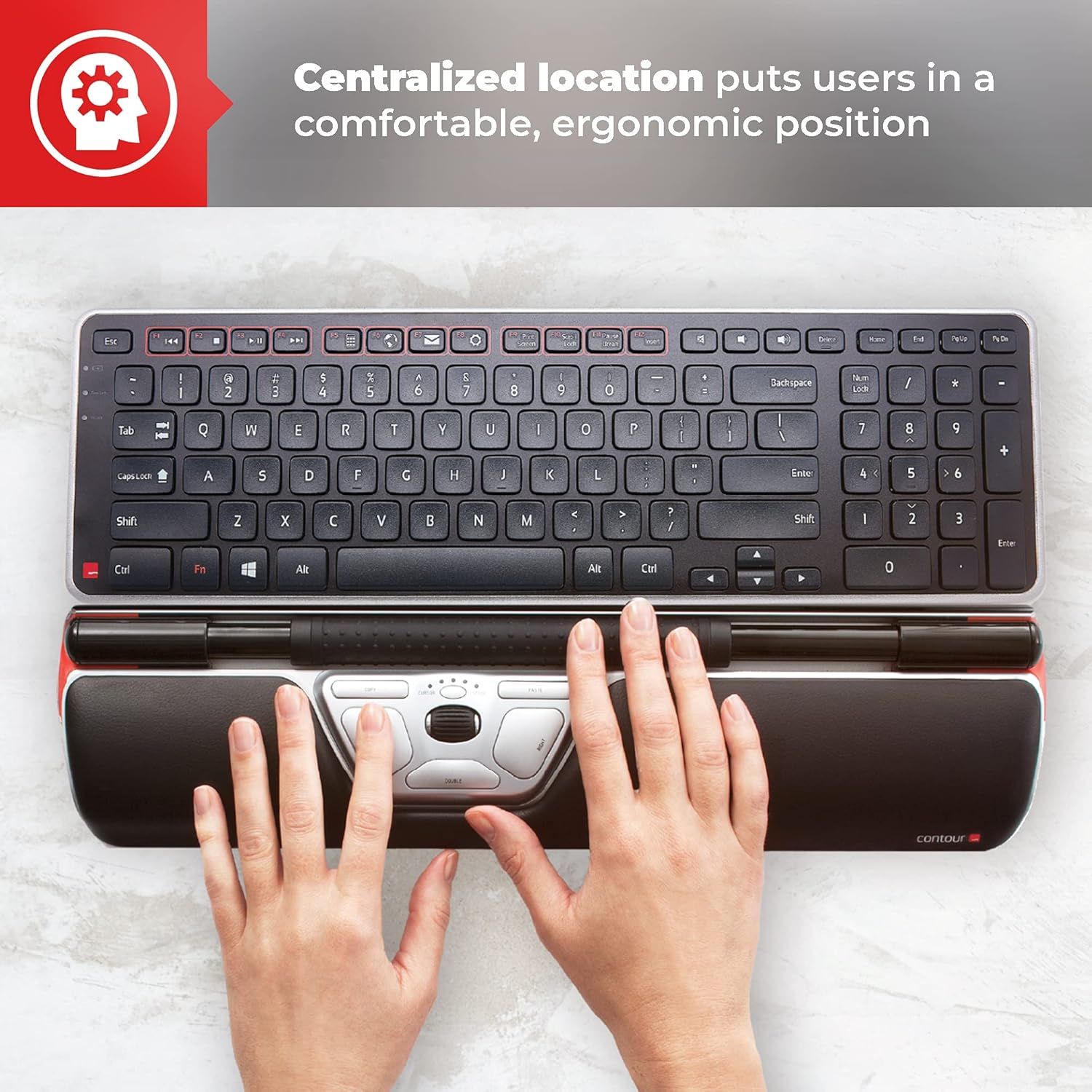 Contour Design RollerMouse Red Wireless – Wireless Ergonomic Mouse for Laptop and Desktop Computer Use – 2.4 GHz Ambidextrous Computer Mouse – Mac & PC Compatible - Image 2