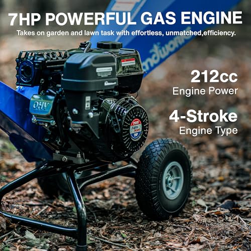 Landworks Wood Chipper Shredder Mulcher, Heavy Duty, 7 HP Gas Powered, Compact Rotor Assembly, 3 Inch Max Capacity - Image 3