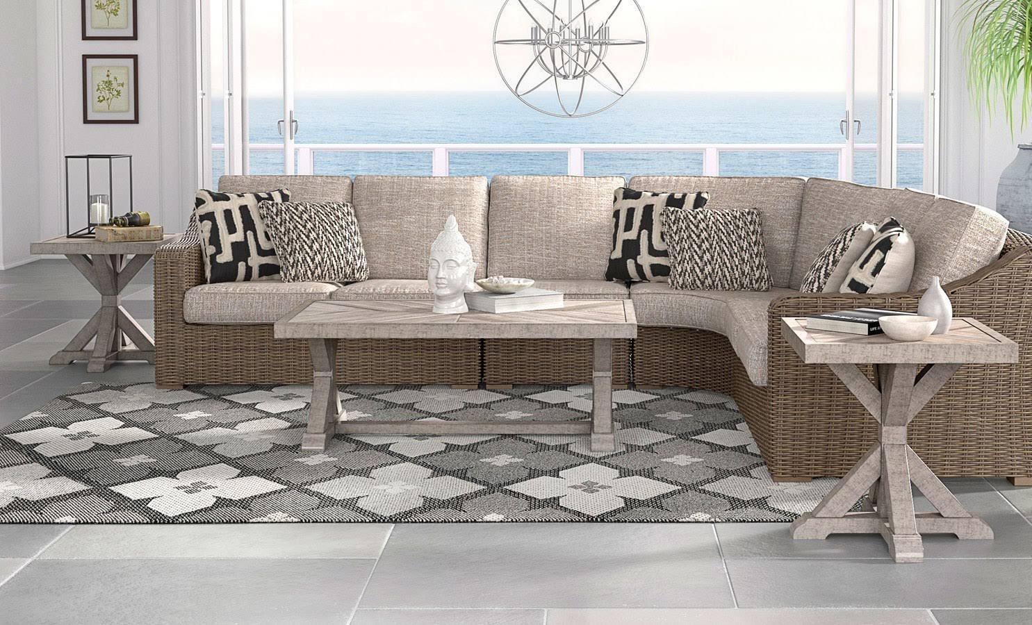 Beachcroft Rectangular Cocktail Table – Beige – Outdoor by Ashley - Image 9