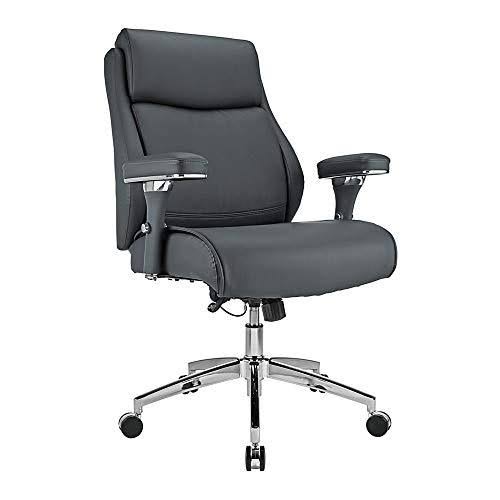 Realspace Modern Comfort Series Keera Bonded Leather Mid-Back Chair, Gray/Chrome, Silver - Image 5