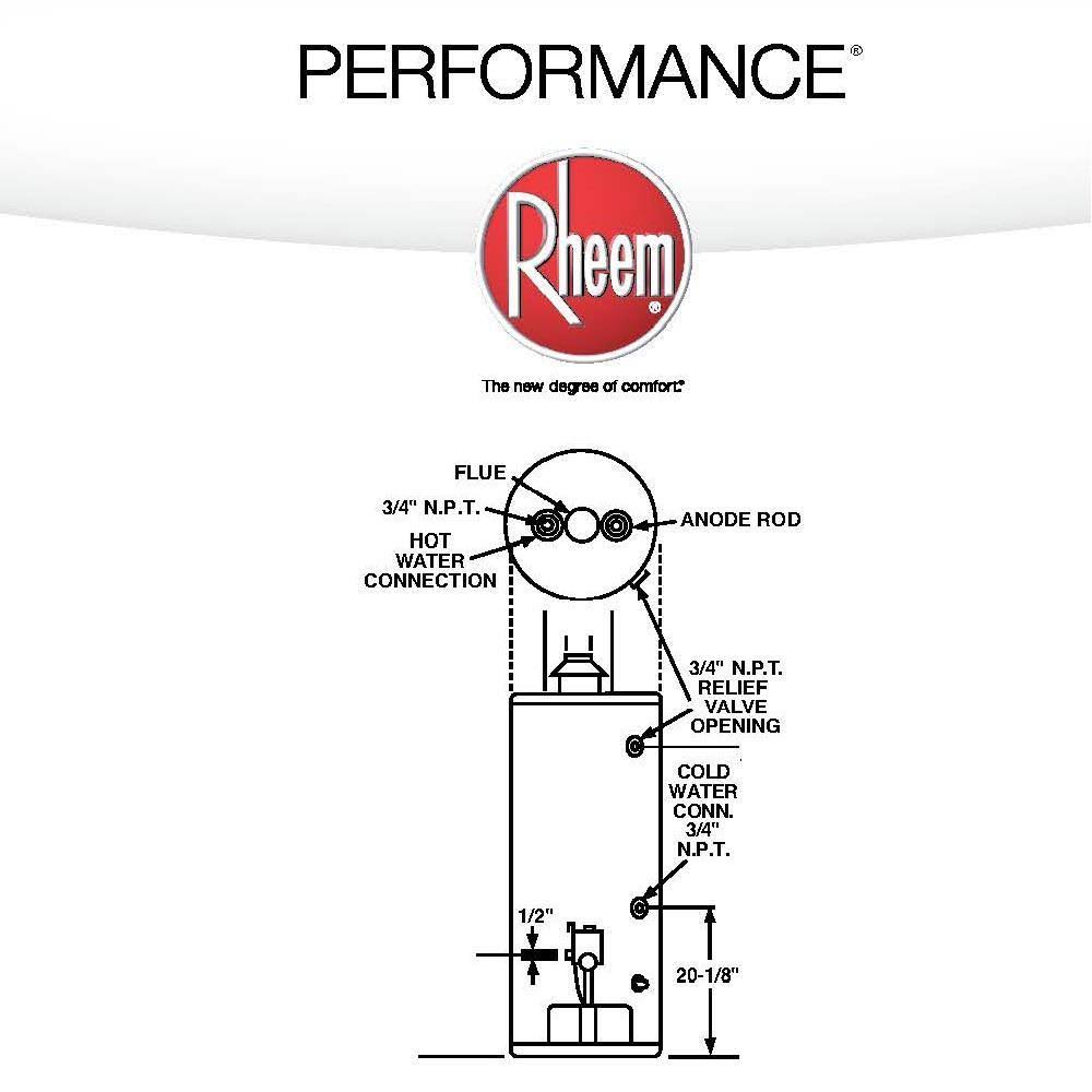 Rheem Performance Manufactured Housing 40 gal. Tall 6 Year 34,000 BTU Natural - Image 3