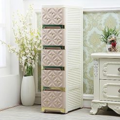 Alternative view of Narrow Bathroom Removable Medicine Cabinet Tall Corner Cabinet with Storage Drawers and Casters, Side Cabinet Crevice Shelf for Kitchen, Living Room, Laundry Room, Bedroom