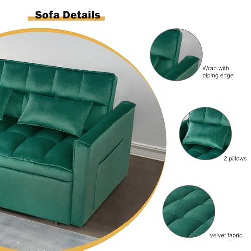 3 in 1 Sleeper Sofa Bed, Futon Sofa Bed for Living Room with Side Pocket, Black Sleepers Sofa Couch with Pullout Bed, Convertible Love Seat Sleepers Bed for Living Room, Bedroom, Small Space - Image 4
