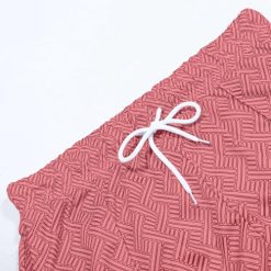Alternative view of Male Casual Striped Print Two Piece Suit Zipper Short Sleeve Top Blouse Suit Drawstring Pocket Short Set Medium