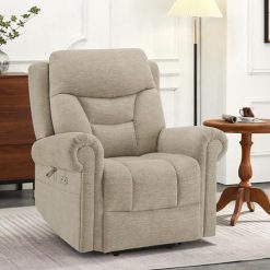 Alternative view of MCombo Triple Motor Power Lift Recliner Chair with Massage and Lumbar&seat Heating, Rolled Arms, Adjustable Headrest for Elderly People, Fabric 7888 (Coffee, Medium)