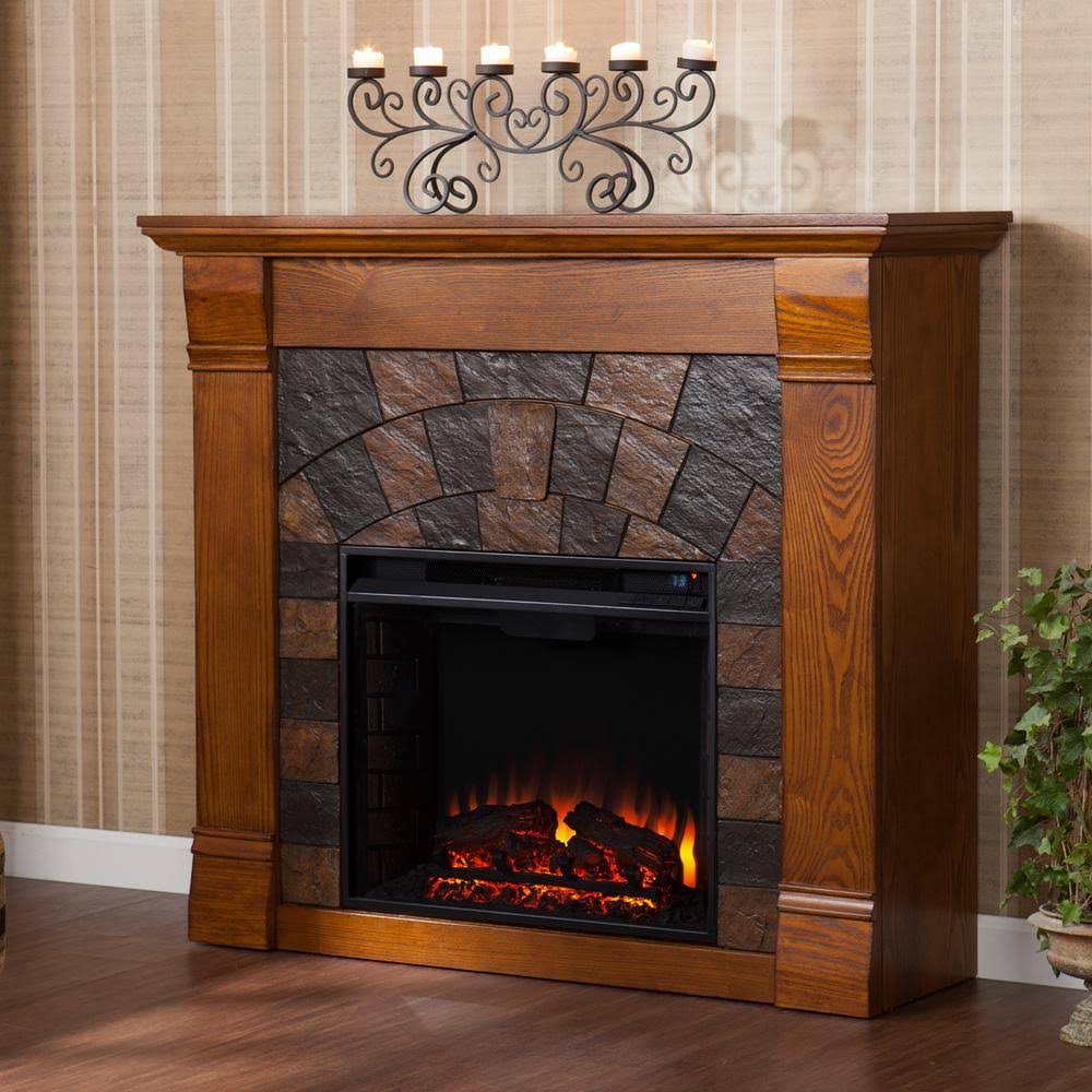 Jamestown 45.5 in. W Electric Fireplace in Salem Antique Oak