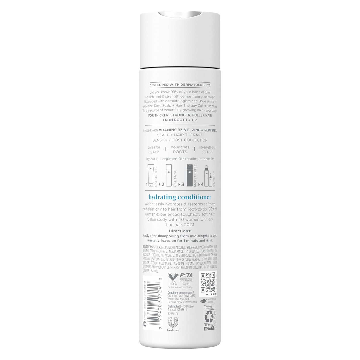 Dove Density Boost Hydrating Conditioner Scalp + Hair Therapy for dry hair, with Vitamin B3, Zinc and 0% sulfates, 9.25 oz - Image 2