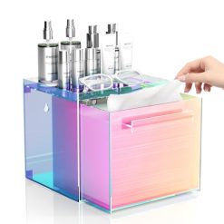 Rainbow Disposable Facial Towel Storage Box Acrylic Towel Container Compatible with Clean Skin Club Clean Towel XL Wall-Mounted Face Towel Organizer with Drawer(Excluding Facial Towels)