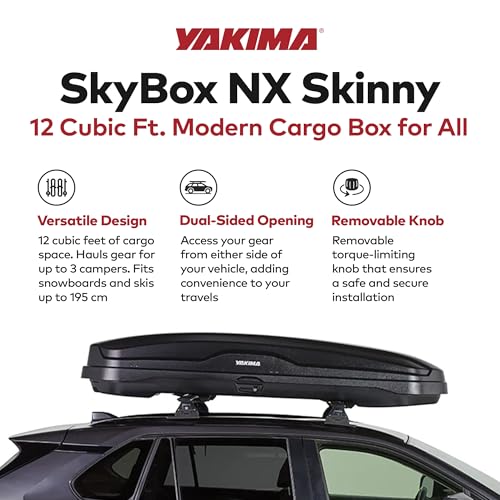 Yakima Roof Cargo Carrier, Vehicle Rooftop Hard Shell Travel Storage Box with SKS Lock, SkyBox NX XL, 18 Cubic Feet, Black - Image 4